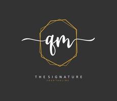 Q M QM Initial letter handwriting and  signature logo. A concept handwriting initial logo with template element. vector