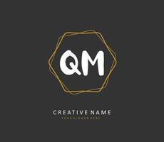 Q M QM Initial letter handwriting and  signature logo. A concept handwriting initial logo with template element. vector