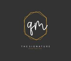 Q M QM Initial letter handwriting and  signature logo. A concept handwriting initial logo with template element. vector