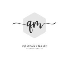 Q M QM Initial letter handwriting and  signature logo. A concept handwriting initial logo with template element. vector