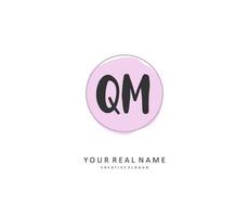 Q M QM Initial letter handwriting and  signature logo. A concept handwriting initial logo with template element. vector