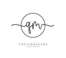 Q M QM Initial letter handwriting and  signature logo. A concept handwriting initial logo with template element. vector