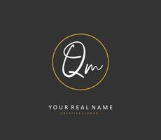 Q M QM Initial letter handwriting and  signature logo. A concept handwriting initial logo with template element. vector