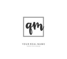 Q M QM Initial letter handwriting and  signature logo. A concept handwriting initial logo with template element. vector