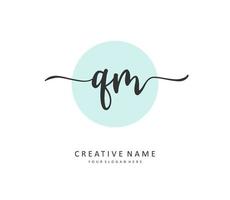 Q M QM Initial letter handwriting and  signature logo. A concept handwriting initial logo with template element. vector