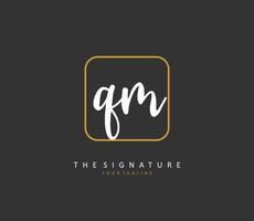 Q M QM Initial letter handwriting and  signature logo. A concept handwriting initial logo with template element. vector