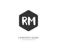 R M RM Initial letter handwriting and  signature logo. A concept handwriting initial logo with template element. vector