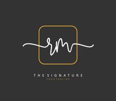 R M RM Initial letter handwriting and  signature logo. A concept handwriting initial logo with template element. vector