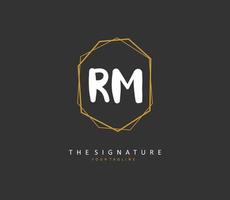 R M RM Initial letter handwriting and  signature logo. A concept handwriting initial logo with template element. vector