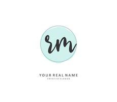 R M RM Initial letter handwriting and  signature logo. A concept handwriting initial logo with template element. vector