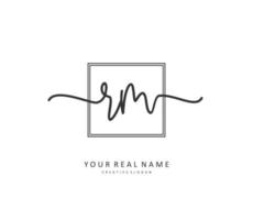 R M RM Initial letter handwriting and  signature logo. A concept handwriting initial logo with template element. vector