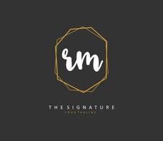 R M RM Initial letter handwriting and  signature logo. A concept handwriting initial logo with template element. vector