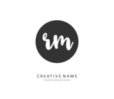 R M RM Initial letter handwriting and  signature logo. A concept handwriting initial logo with template element. vector