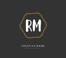 R M RM Initial letter handwriting and  signature logo. A concept handwriting initial logo with template element. vector