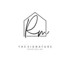 R M RM Initial letter handwriting and  signature logo. A concept handwriting initial logo with template element. vector