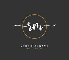 R M RM Initial letter handwriting and  signature logo. A concept handwriting initial logo with template element. vector