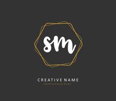 S M SM Initial letter handwriting and  signature logo. A concept handwriting initial logo with template element. vector