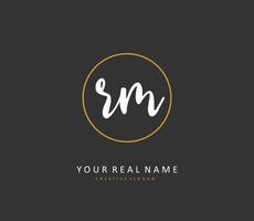 R M RM Initial letter handwriting and  signature logo. A concept handwriting initial logo with template element. vector