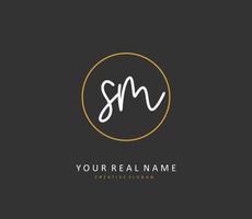 S M SM Initial letter handwriting and  signature logo. A concept handwriting initial logo with template element. vector