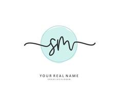 S M SM Initial letter handwriting and  signature logo. A concept handwriting initial logo with template element. vector