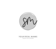 S M SM Initial letter handwriting and  signature logo. A concept handwriting initial logo with template element. vector