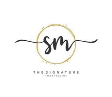 S M SM Initial letter handwriting and  signature logo. A concept handwriting initial logo with template element. vector