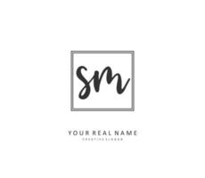 S M SM Initial letter handwriting and  signature logo. A concept handwriting initial logo with template element. vector