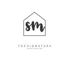 S M SM Initial letter handwriting and  signature logo. A concept handwriting initial logo with template element. vector