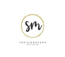 S M SM Initial letter handwriting and  signature logo. A concept handwriting initial logo with template element. vector