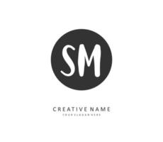 S M SM Initial letter handwriting and  signature logo. A concept handwriting initial logo with template element. vector