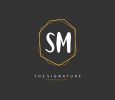 S M SM Initial letter handwriting and  signature logo. A concept handwriting initial logo with template element. vector