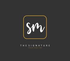S M SM Initial letter handwriting and  signature logo. A concept handwriting initial logo with template element. vector