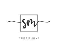 S M SM Initial letter handwriting and  signature logo. A concept handwriting initial logo with template element. vector