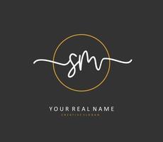 S M SM Initial letter handwriting and  signature logo. A concept handwriting initial logo with template element. vector