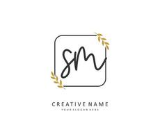 S M SM Initial letter handwriting and  signature logo. A concept handwriting initial logo with template element. vector