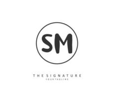 S M SM Initial letter handwriting and  signature logo. A concept handwriting initial logo with template element. vector