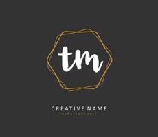 T M TM Initial letter handwriting and  signature logo. A concept handwriting initial logo with template element. vector