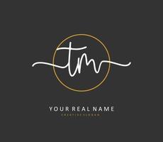 T M TM Initial letter handwriting and  signature logo. A concept handwriting initial logo with template element. vector