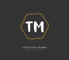 T M TM Initial letter handwriting and  signature logo. A concept handwriting initial logo with template element. vector