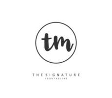 T M TM Initial letter handwriting and  signature logo. A concept handwriting initial logo with template element. vector