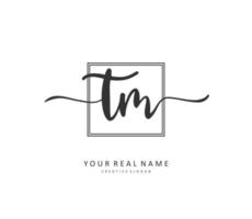 T M TM Initial letter handwriting and  signature logo. A concept handwriting initial logo with template element. vector