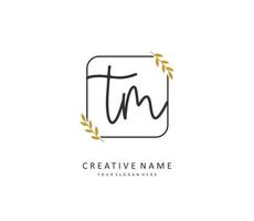 T M TM Initial letter handwriting and  signature logo. A concept handwriting initial logo with template element. vector