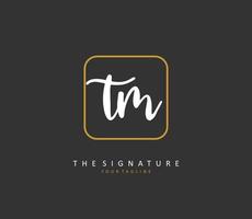 T M TM Initial letter handwriting and  signature logo. A concept handwriting initial logo with template element. vector