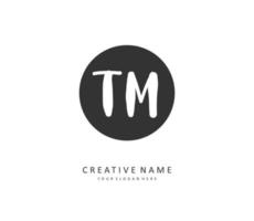 T M TM Initial letter handwriting and  signature logo. A concept handwriting initial logo with template element. vector