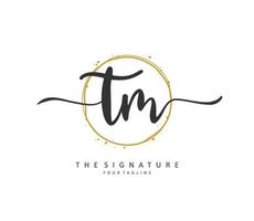 T M TM Initial letter handwriting and  signature logo. A concept handwriting initial logo with template element. vector