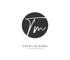 T M TM Initial letter handwriting and  signature logo. A concept handwriting initial logo with template element. vector