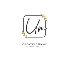 U M UM Initial letter handwriting and  signature logo. A concept handwriting initial logo with template element. vector