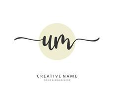 U M UM Initial letter handwriting and  signature logo. A concept handwriting initial logo with template element. vector