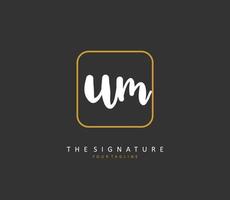 U M UM Initial letter handwriting and  signature logo. A concept handwriting initial logo with template element. vector