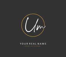 U M UM Initial letter handwriting and  signature logo. A concept handwriting initial logo with template element. vector